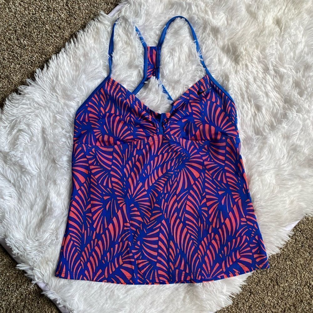 Nike‎ Swimsuit Top Tank Tankini Women’s Size Small Blue Coral Swim